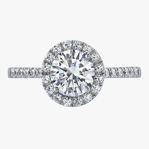 PEORA 14K White Gold Halo Engagement Ring.